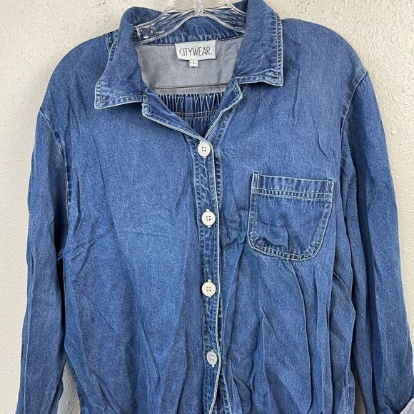 Vintage City Wear Matching Cropped Button Down Tencel Shirt and Pants EUC - Picture 2 of 7